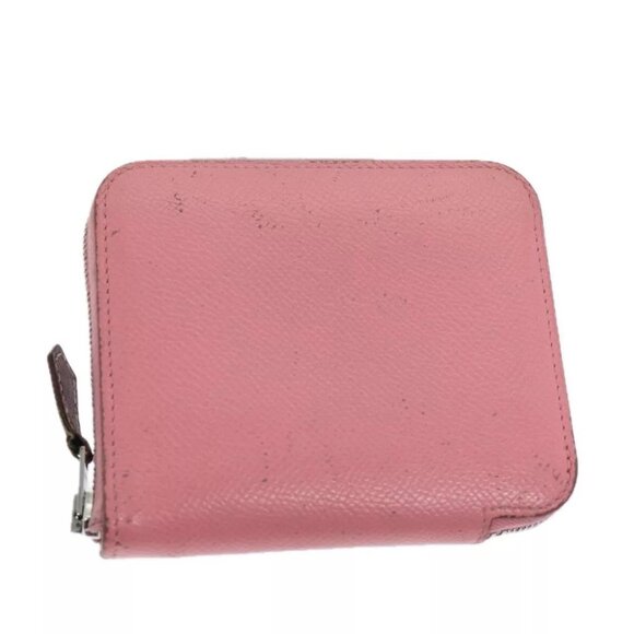 HERMES AzapSilk Incompact Wallet Leather Pink Auth - Picture 1 of 12